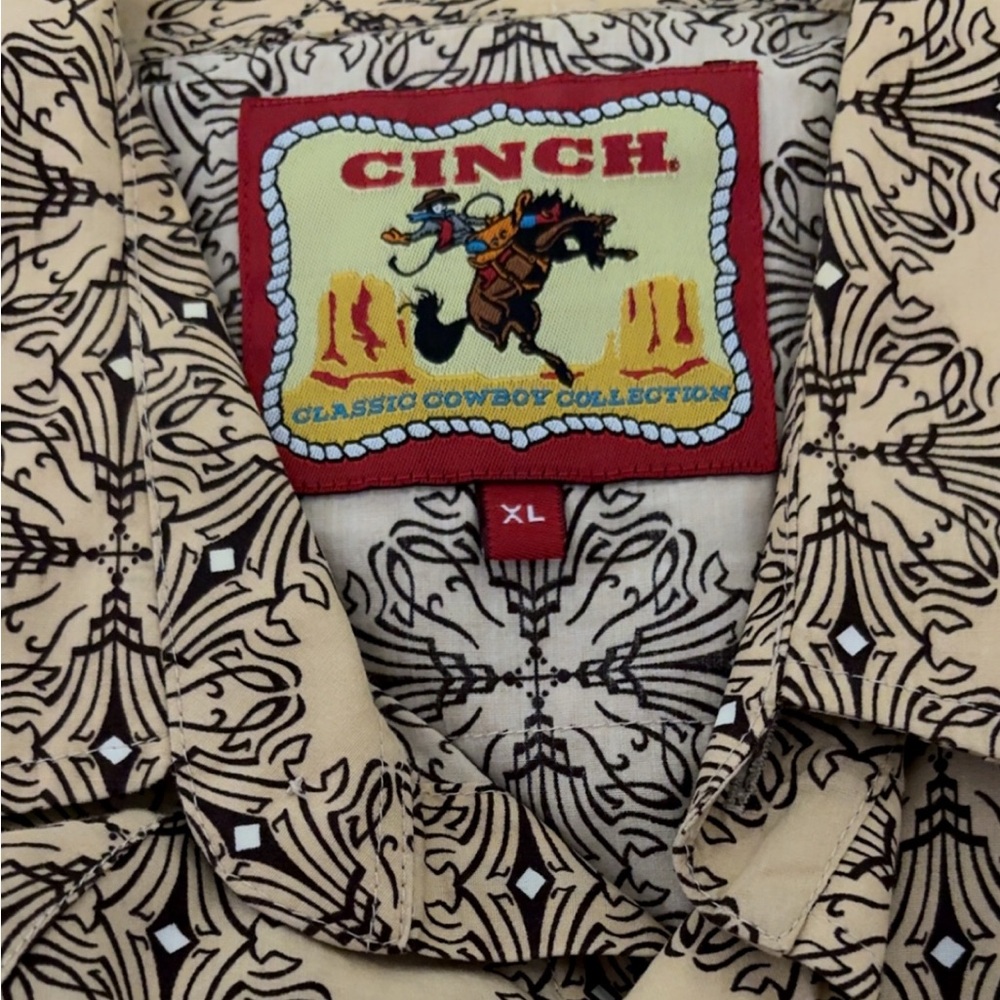 Cinch Beige and Black Patterned Shirt